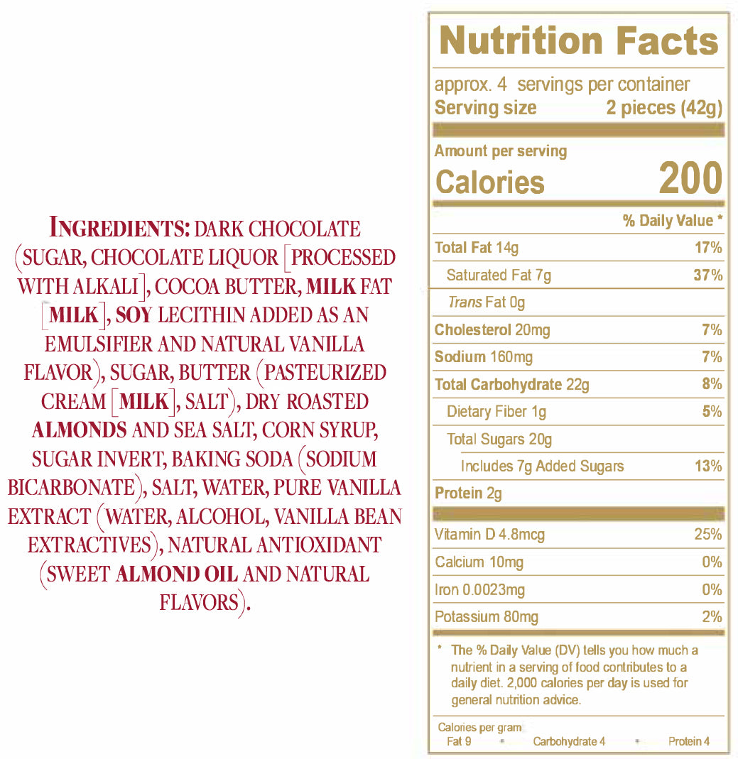 6 oz English Almond Toffee, Dark Chocolate