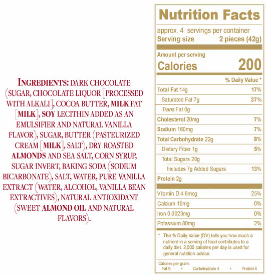 6 oz English Almond Toffee, Dark Chocolate