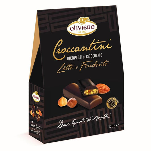 Oliviero Croccantini Ricoperti - Milk and Dark Chocolate Covered Almond and Hazelnut Brittle
